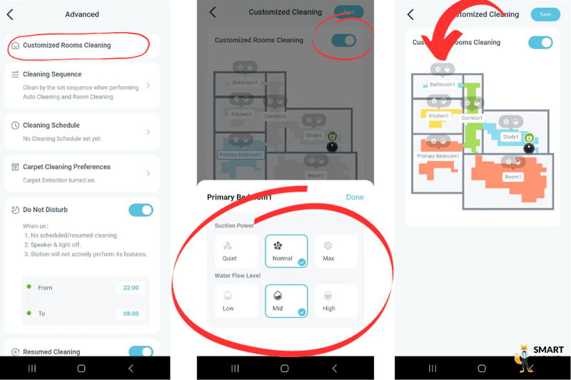 Die Wasserabgabe wird in der Yeedi Cube App eingestellt.